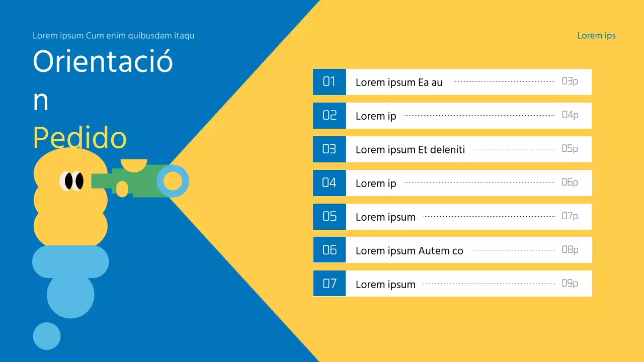 Material didáctico amarillo y azul para la orientación de nuevos estudiantes
