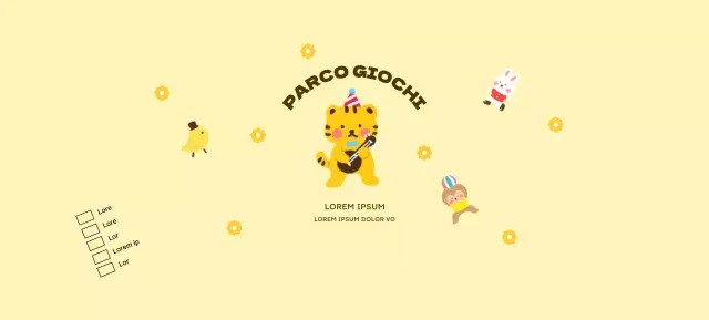 Design promozionale di un caffè per bambini con simpatiche illustrazioni di animali