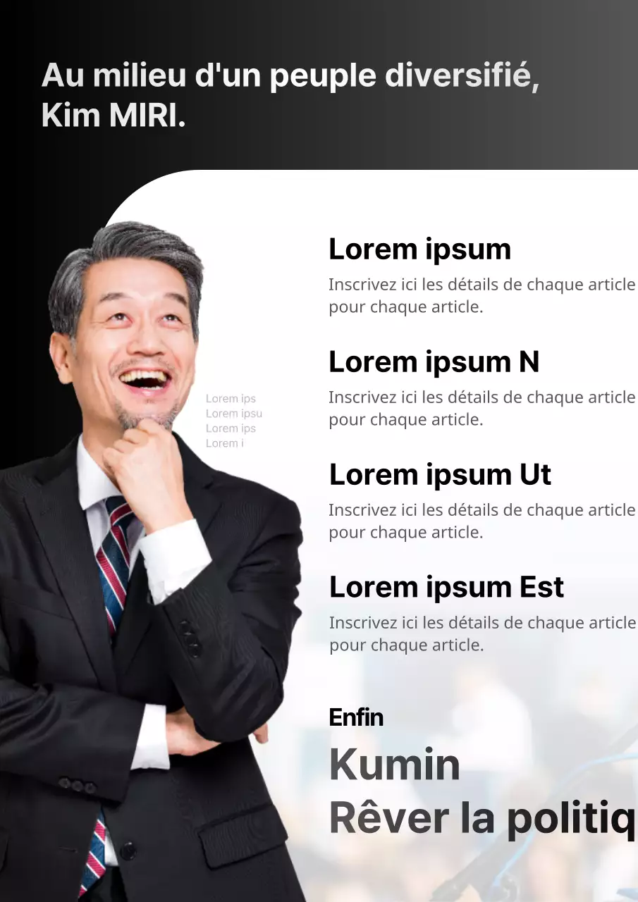 Affiche électorale simple en noir et blanc