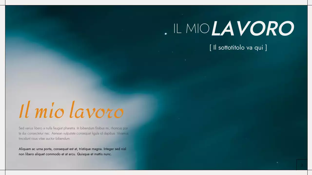 Portfolio fotografico moderno in nero e arancione