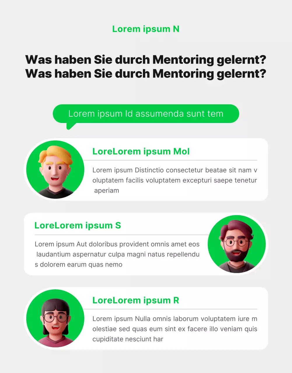 Werben Sie mit einem modernen grün-weißen Look für die Einstellung von internen Mentoren