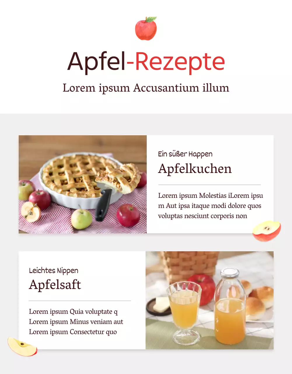 Förderung des Verkaufs von roten und grauen Äpfeln nach dem Naturkonzept