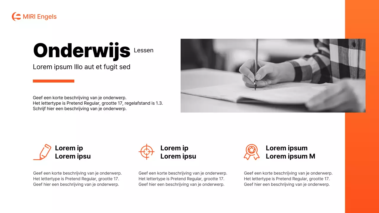 Een eenvoudige oranje en witte schoolprospectus