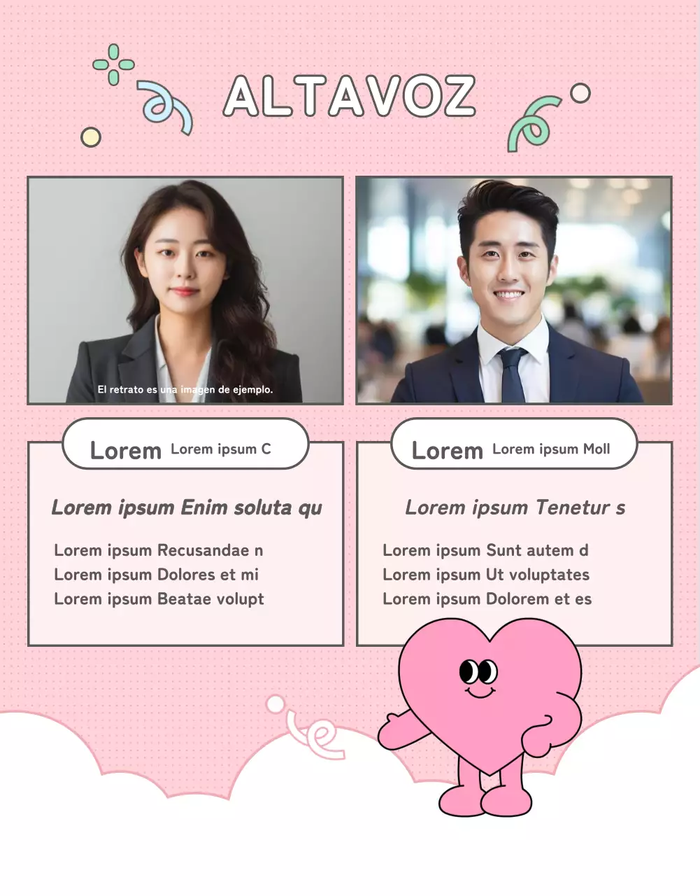 Promueva una bonita feria profesional en rosa y azul claro