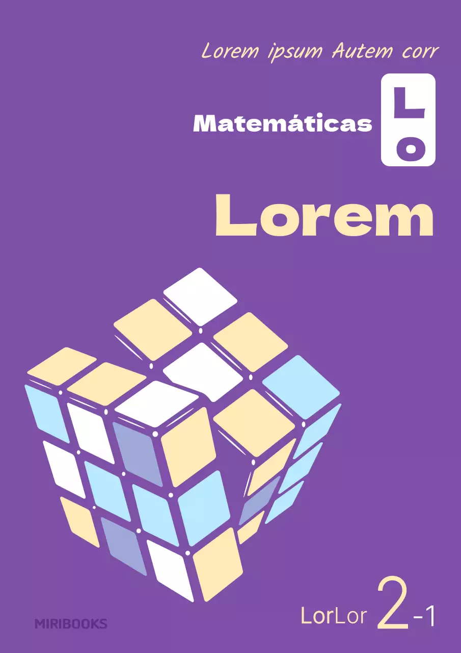 Portada minimalista en morado y blanco para libro de examen de matemáticas de secundaria
