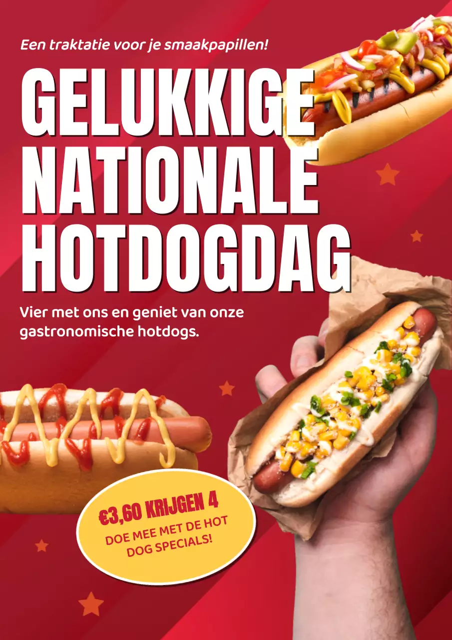 Promoot Nationale Hot Dog Dag evenementen met een vleugje rood en geel