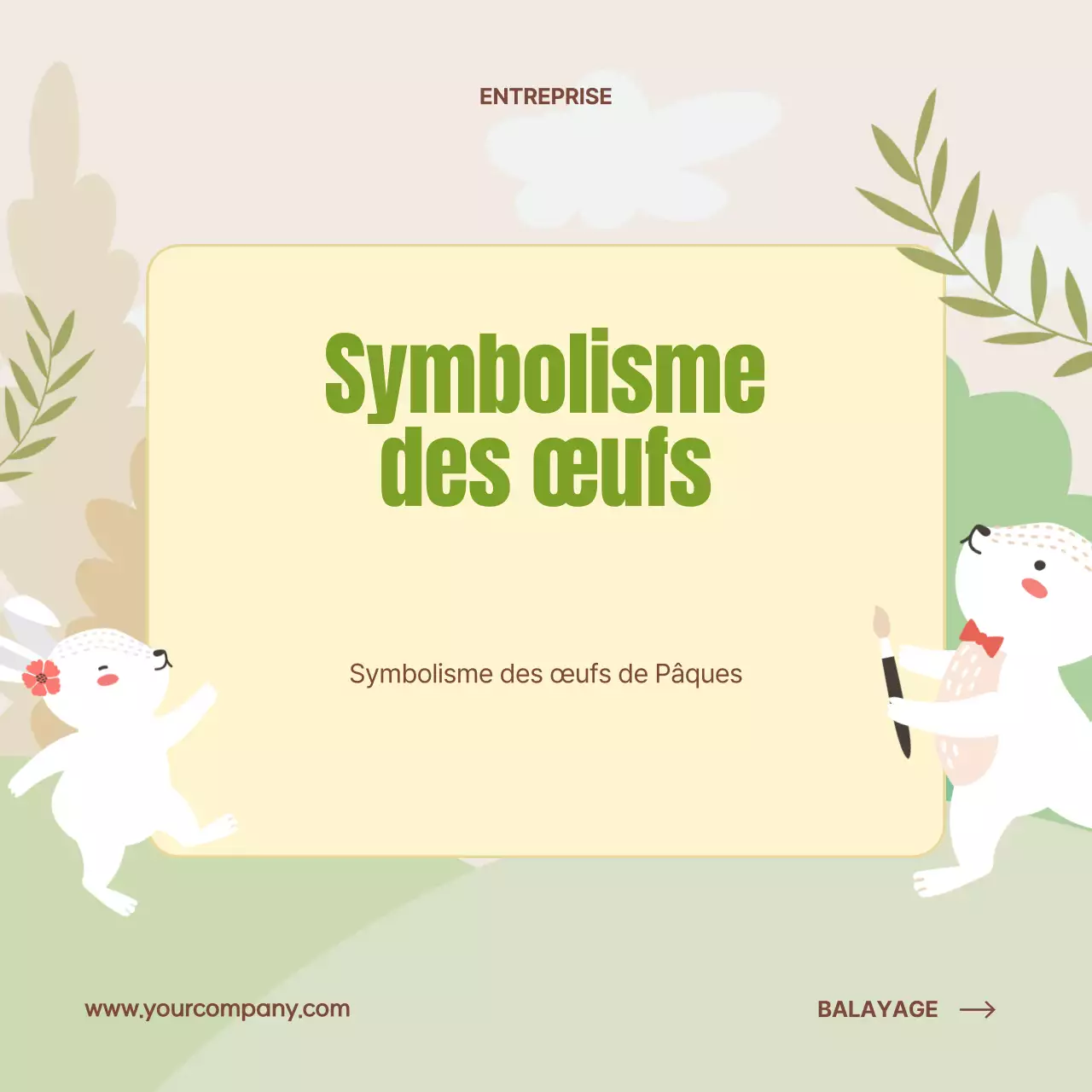 Beige et vert Charmant Jour de Pâques Origines Publicité