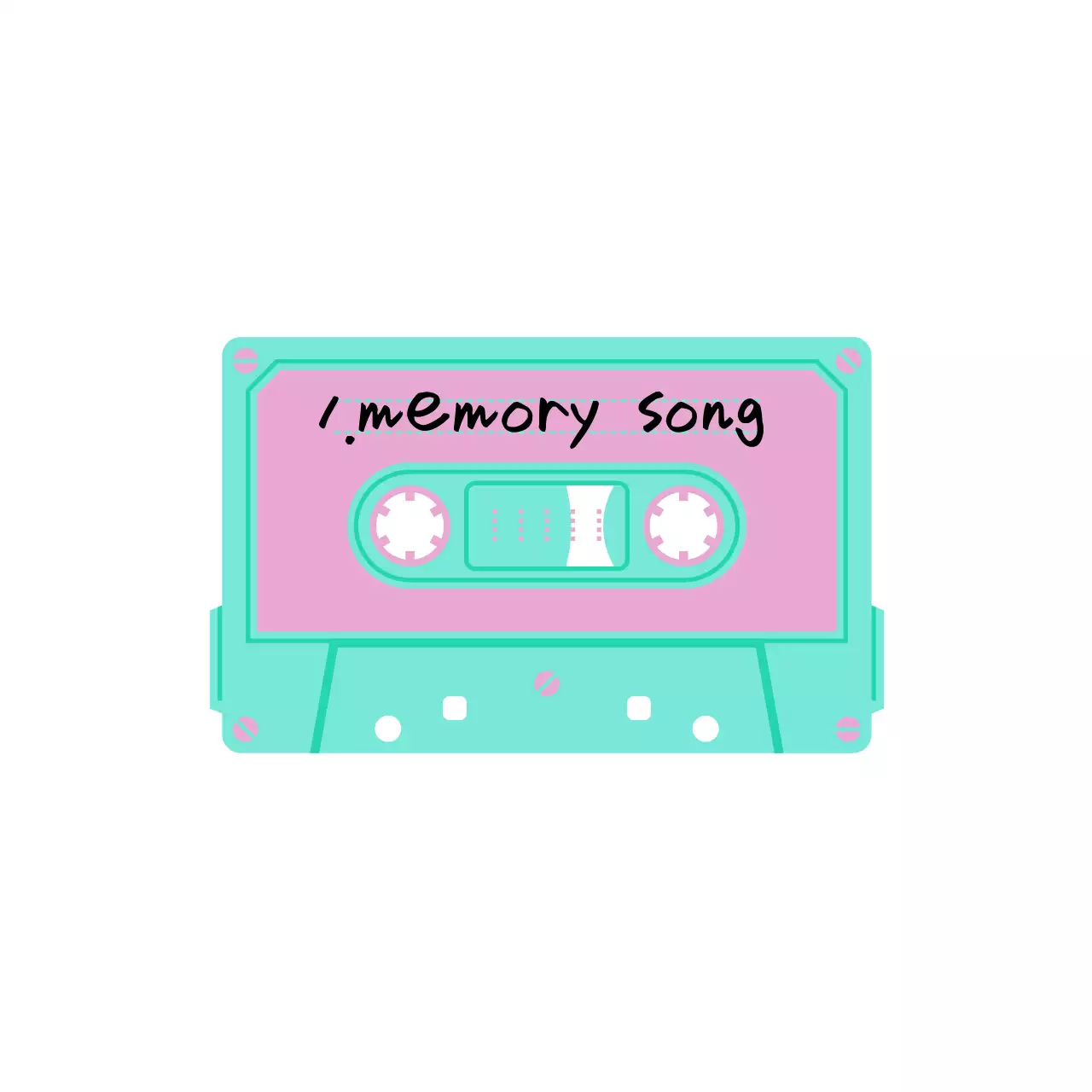 Kitschy vintage merchandise with cassette tapes and handwritten fonts