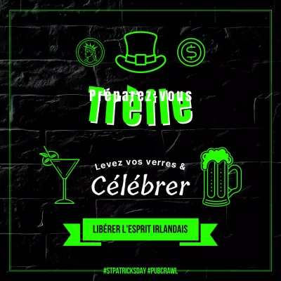 Publicité pour la célébration de la Saint-Patrick en vert fluo