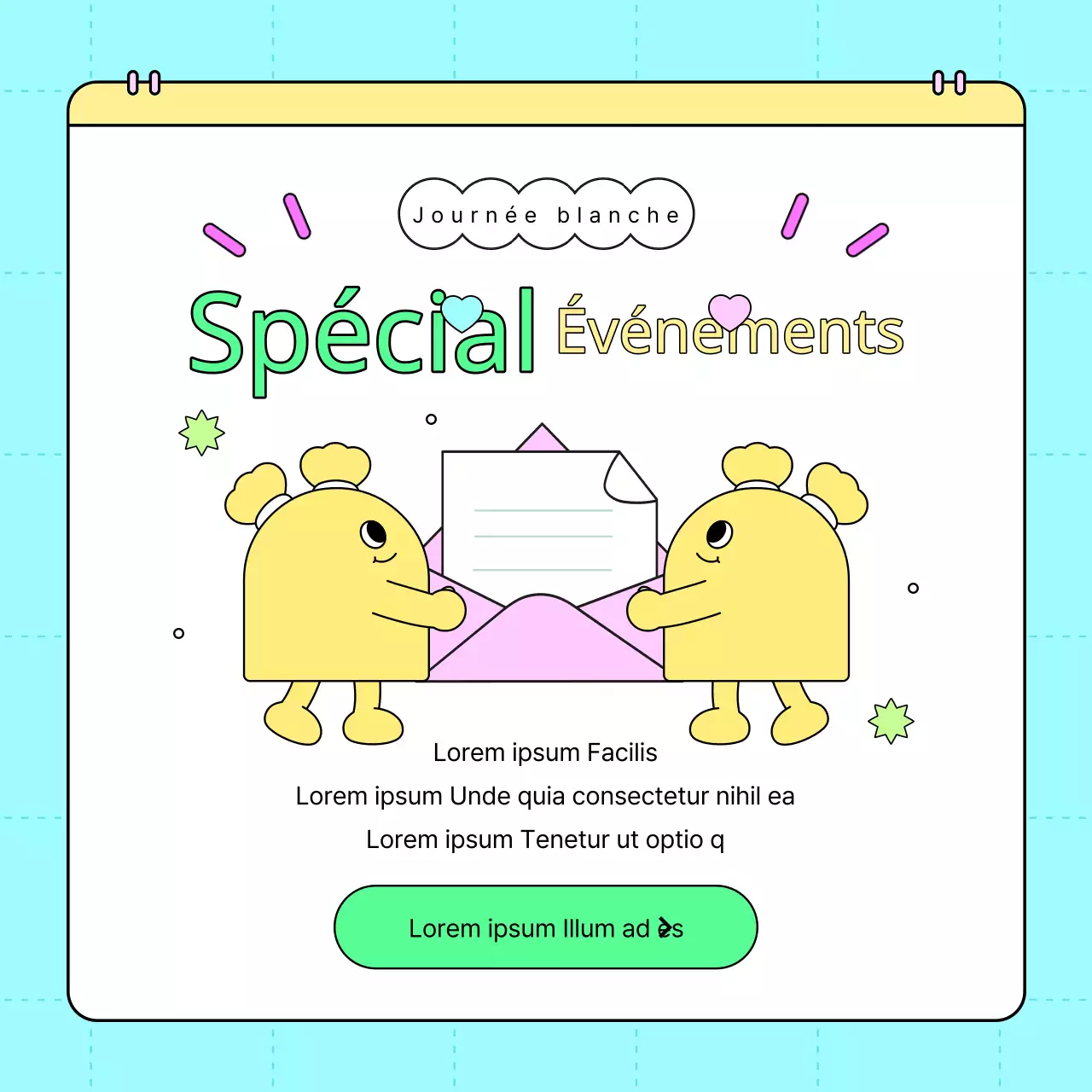 Promouvoir un événement kitsch pour la Journée blanche avec des couleurs fluorescentes et des roses vifs