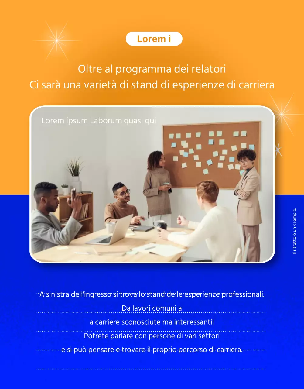 Promuovete una fiera della carriera ispirata alla fantascienza blu e arancione.