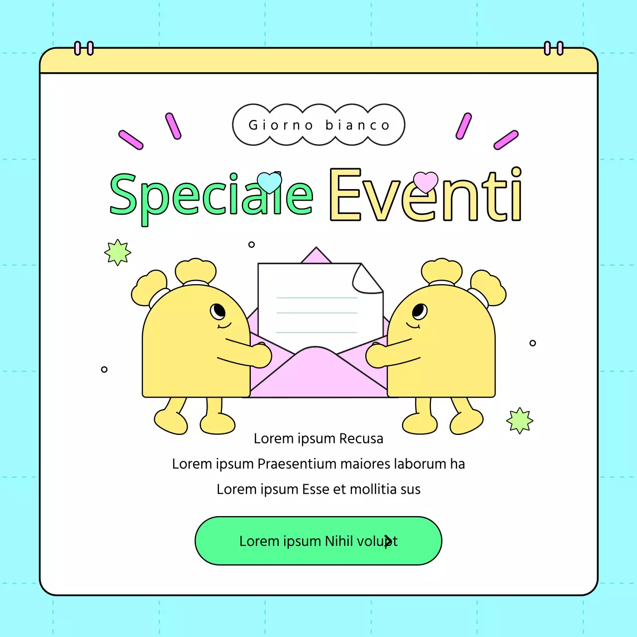 Promuovete un evento kitsch per il White Day con colori fluorescenti e rosa acceso.