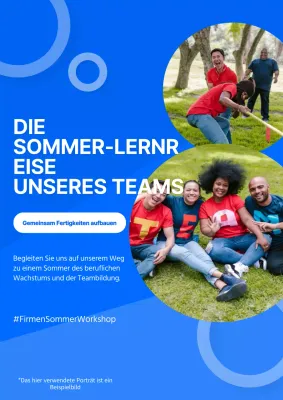 Geometrische Workshop-Ankündigung in Blau und Weiß