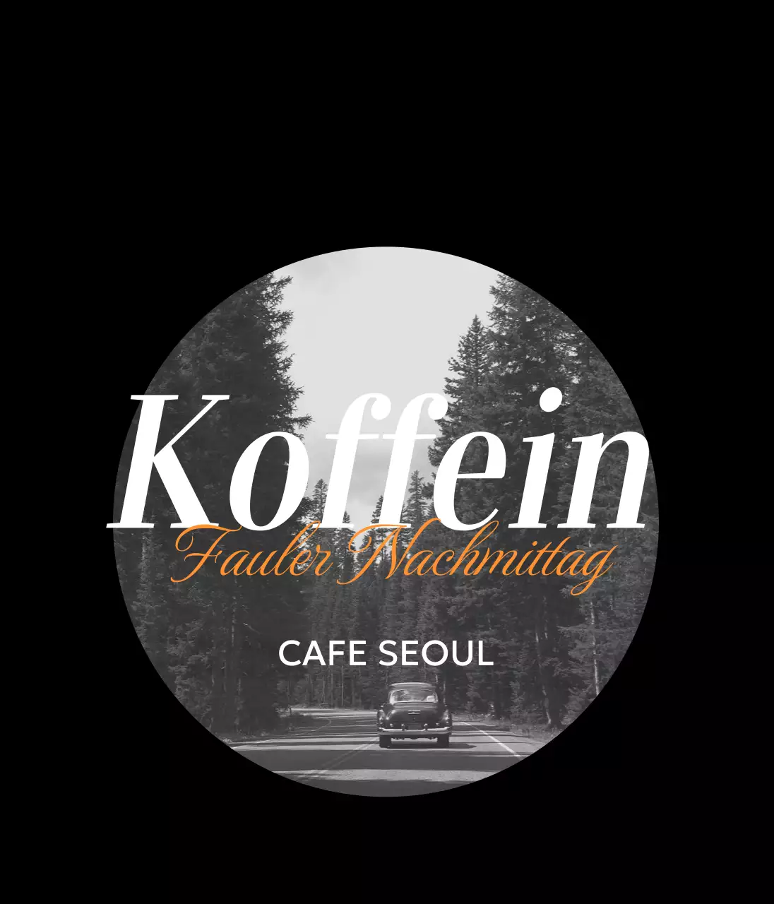 Schwarzer und orangefarbener kreisförmiger Rahmen Vintage-Ware