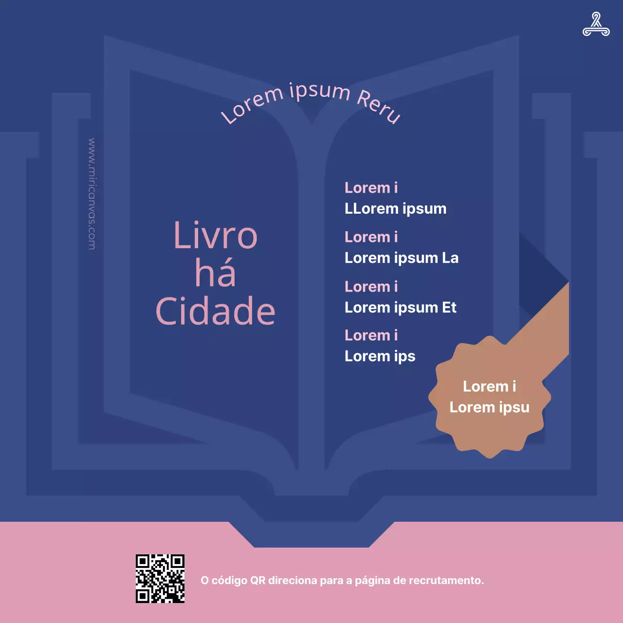 Um anúncio de recrutamento simples, em azul-marinho e cor-de-rosa, para o clube de leitura