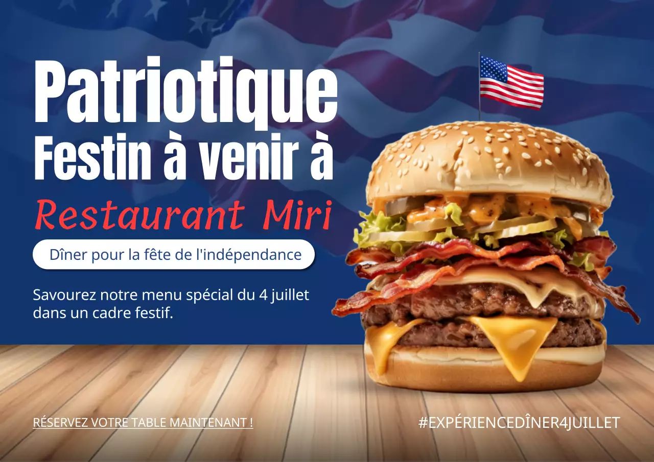 Promouvoir un restaurant bleu et blanc pour la fête de l'indépendance
