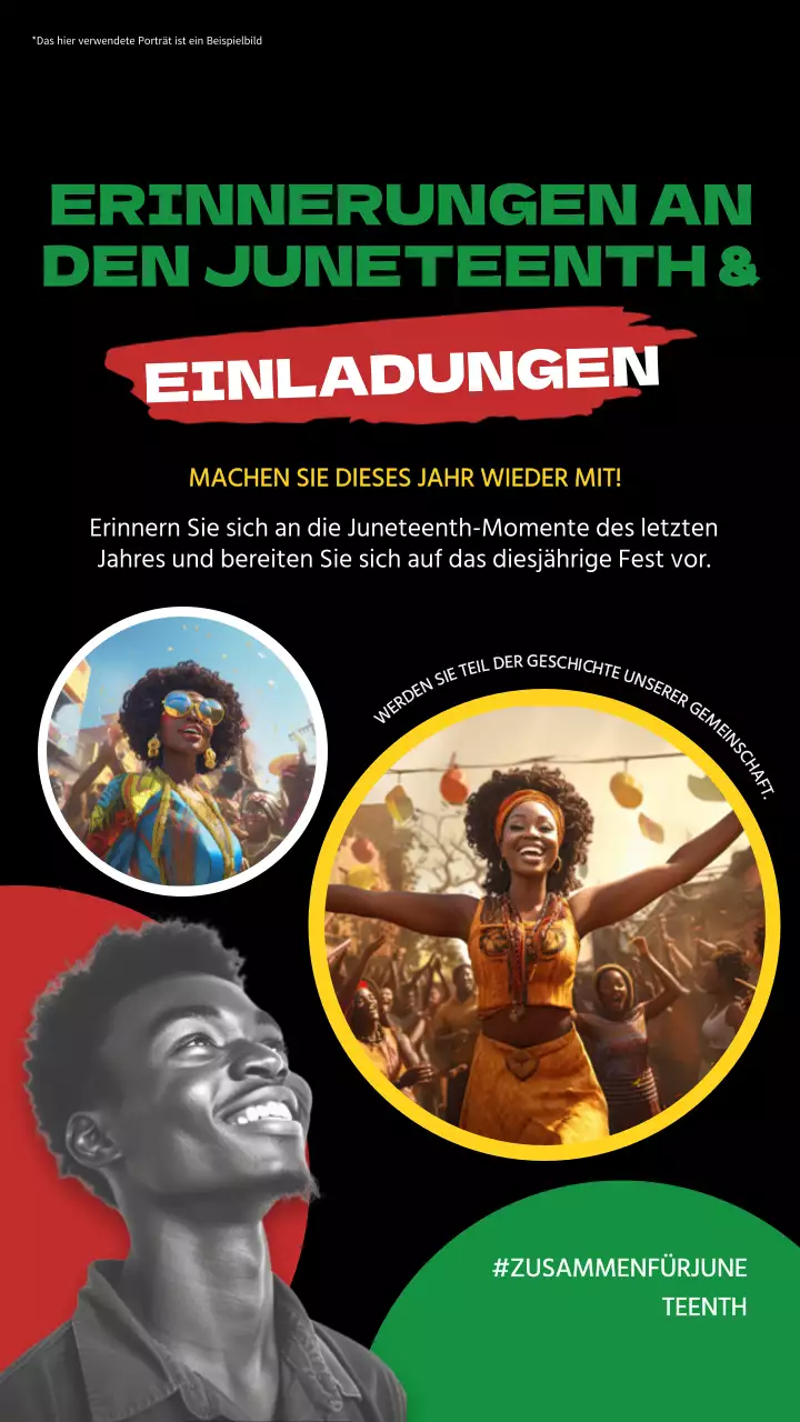 Schwarz-grüne mutige Werbung für die Juneteenth-Feier