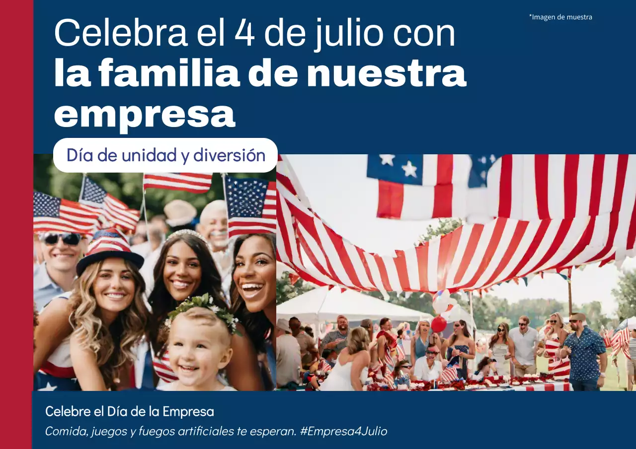 Aviso de evento del 4 de julio de Navy and Red Simple