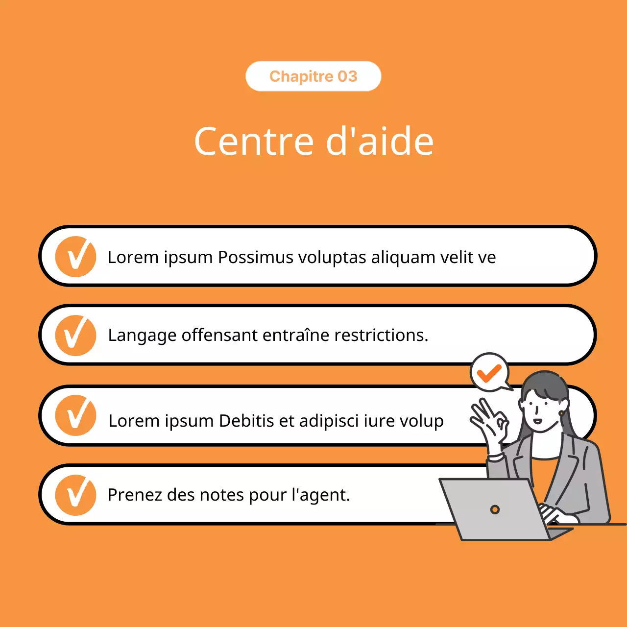 Promouvoir les annonces orange et grises du service clientèle