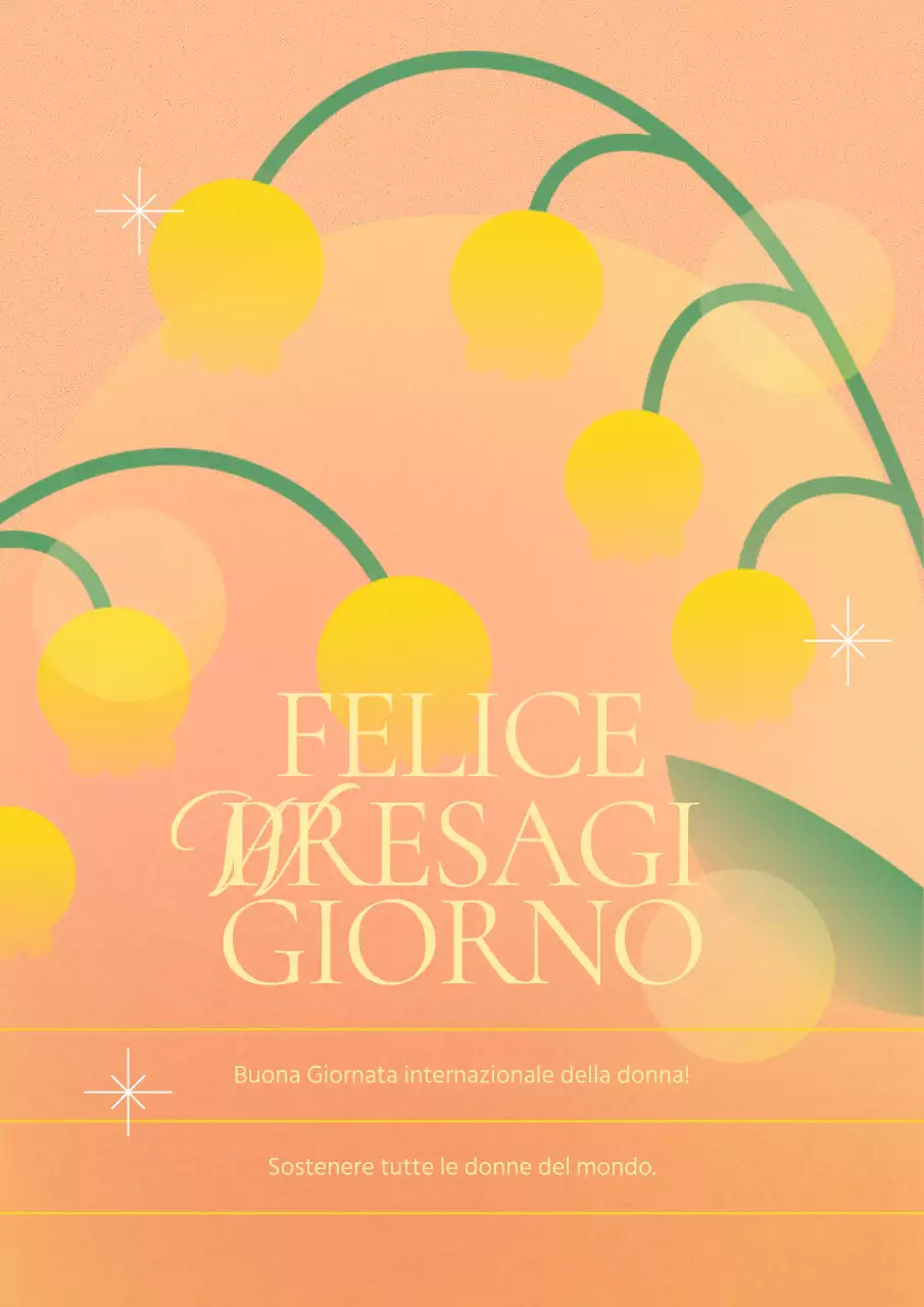 Un post geometrico di celebrazione della Giornata della Donna in arancione e giallo