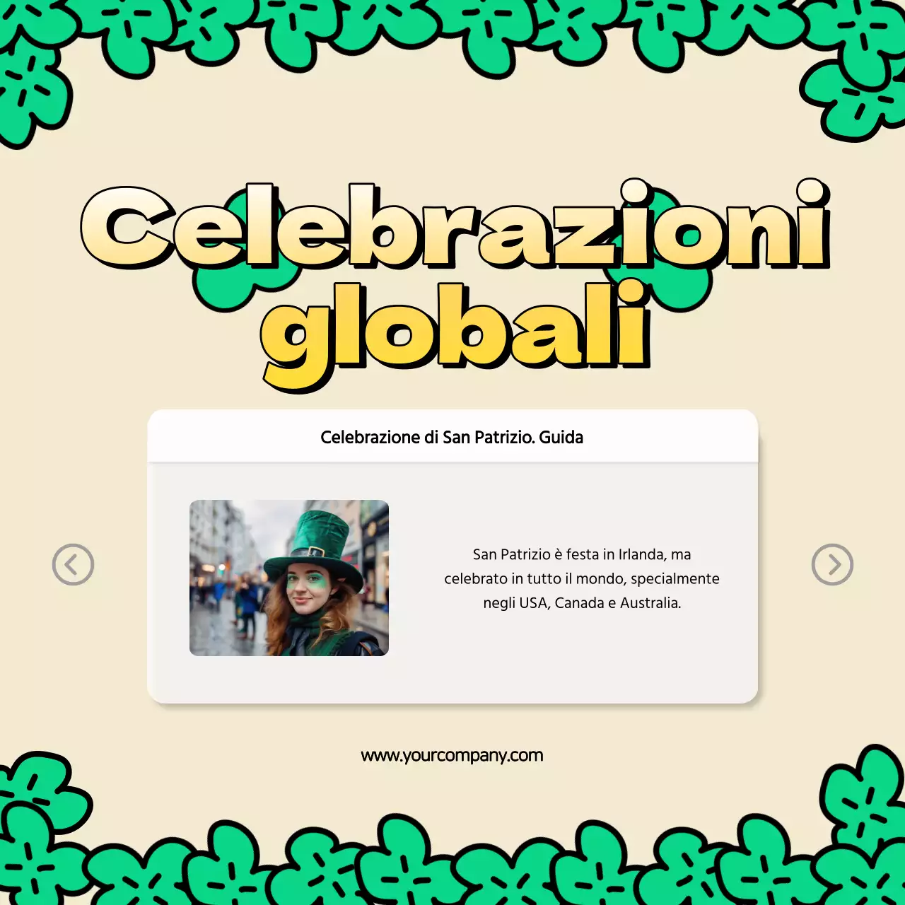 La natura gialla e verde affascina la pubblicità del giorno di San Patrizio