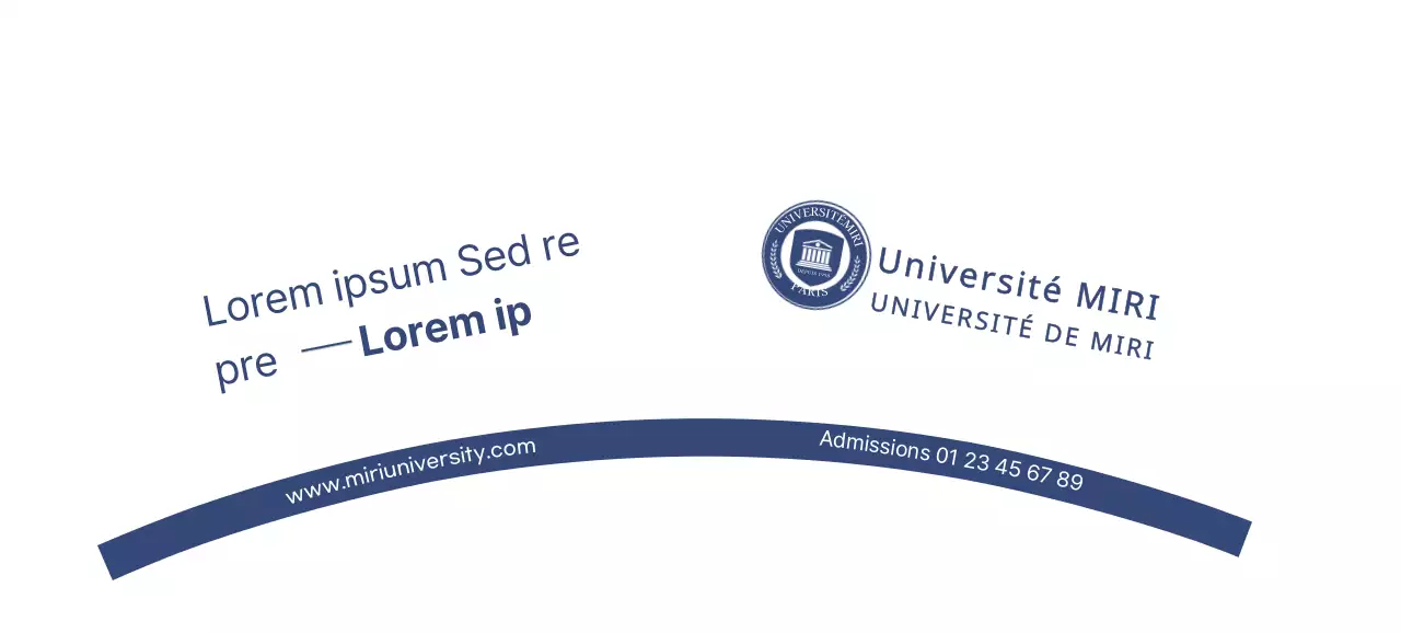 Pour une promotion d'orientation des admissions avec un logo d'université bleu marine.