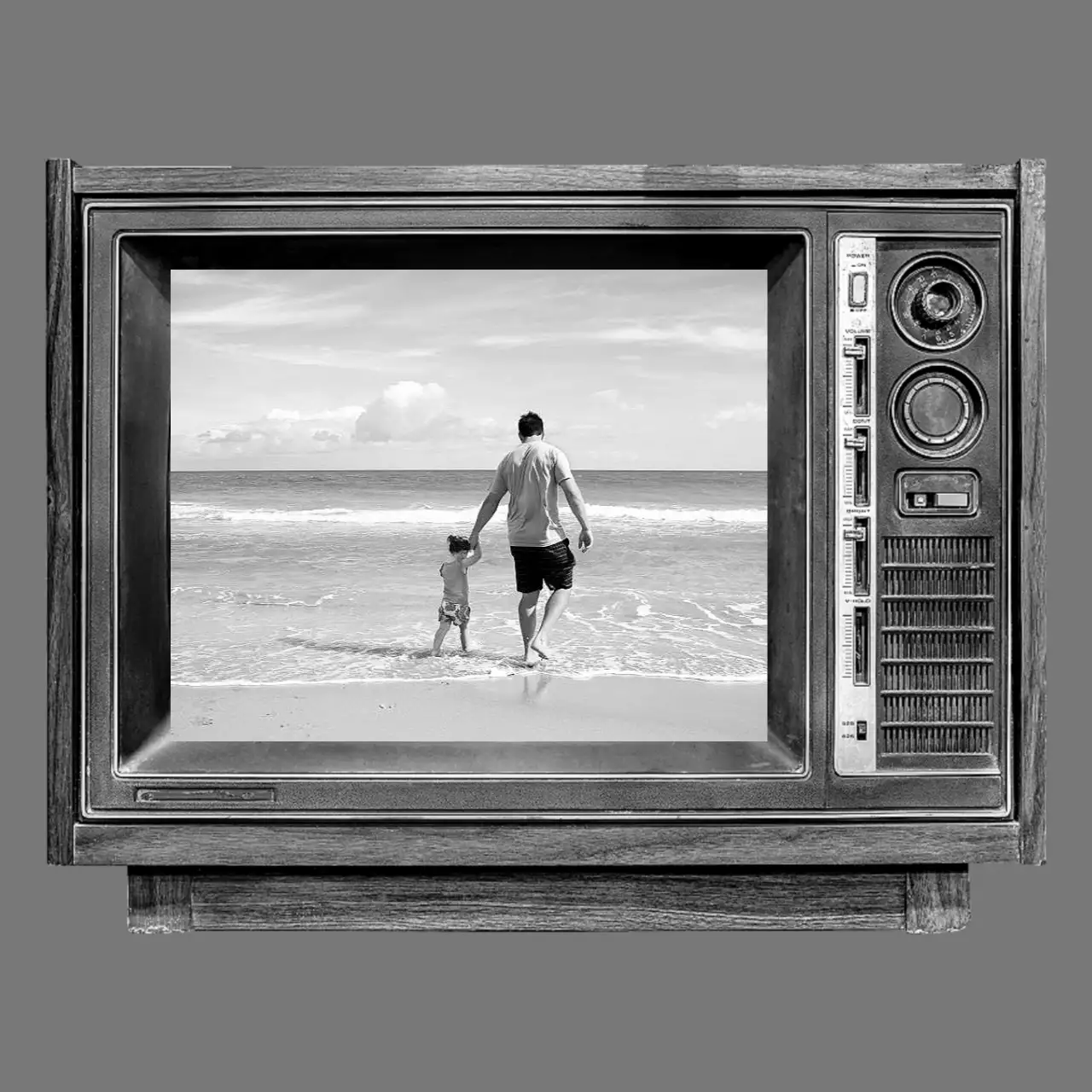 Desenhar com fotografias dentro de televisores antigos