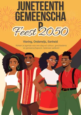 Geel en rood Trendy Juneteenth Festival Advertentie