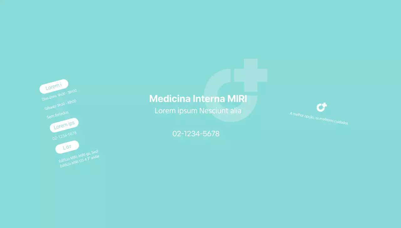 Promocional com logótipo do hospital em branco e menta