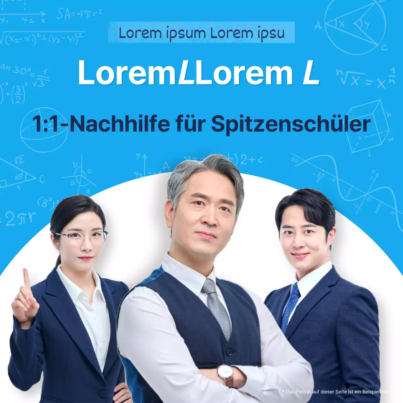 Werbung für trendige Tutoren mit hellblauem Hintergrund