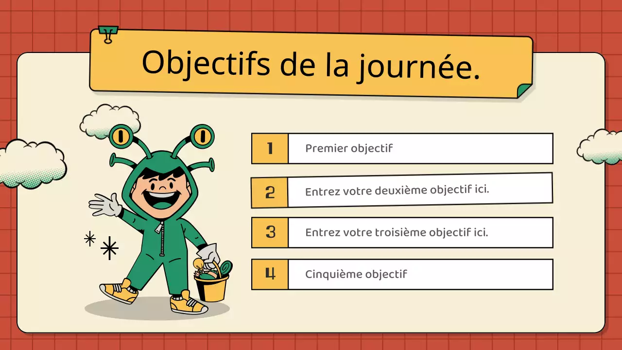 Plans de cours vintage pour enfants en vert et jaune