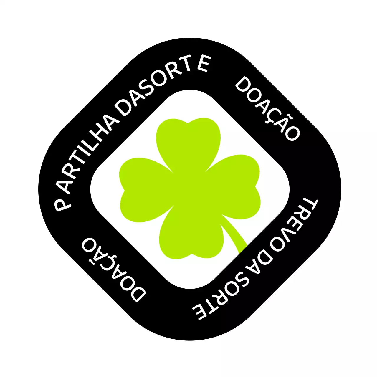 Conceito de trevo de quatro folhas da sorte em preto e verde para a campanha de doação
