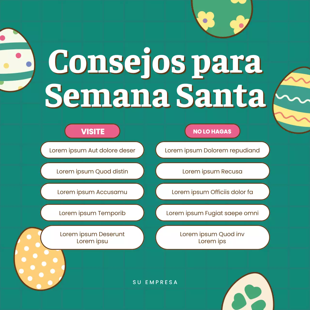 Lista de Pascua Verde y Sencilla Publicidad