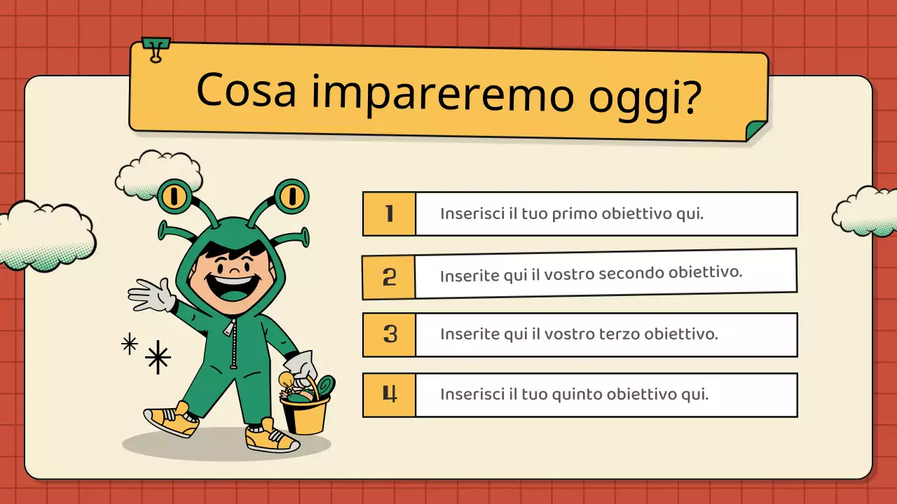 Schede didattiche d'epoca per bambini in verde e giallo