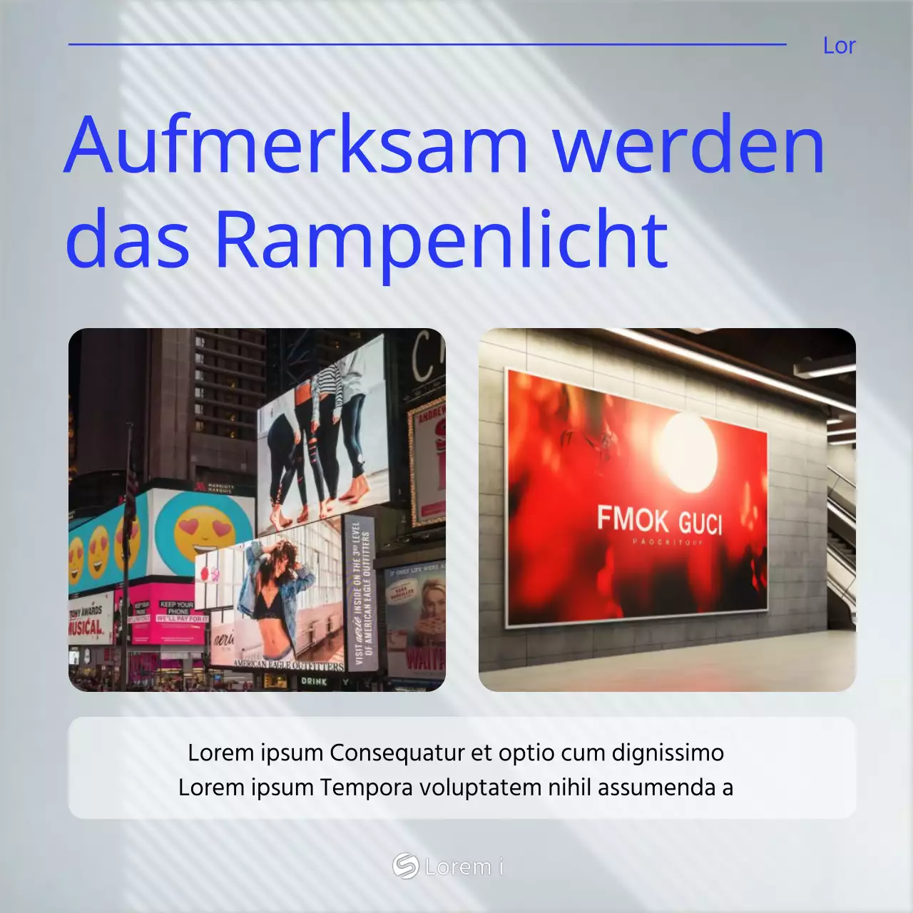 Einfache Außenwerbung in Weiß und Blau fördern