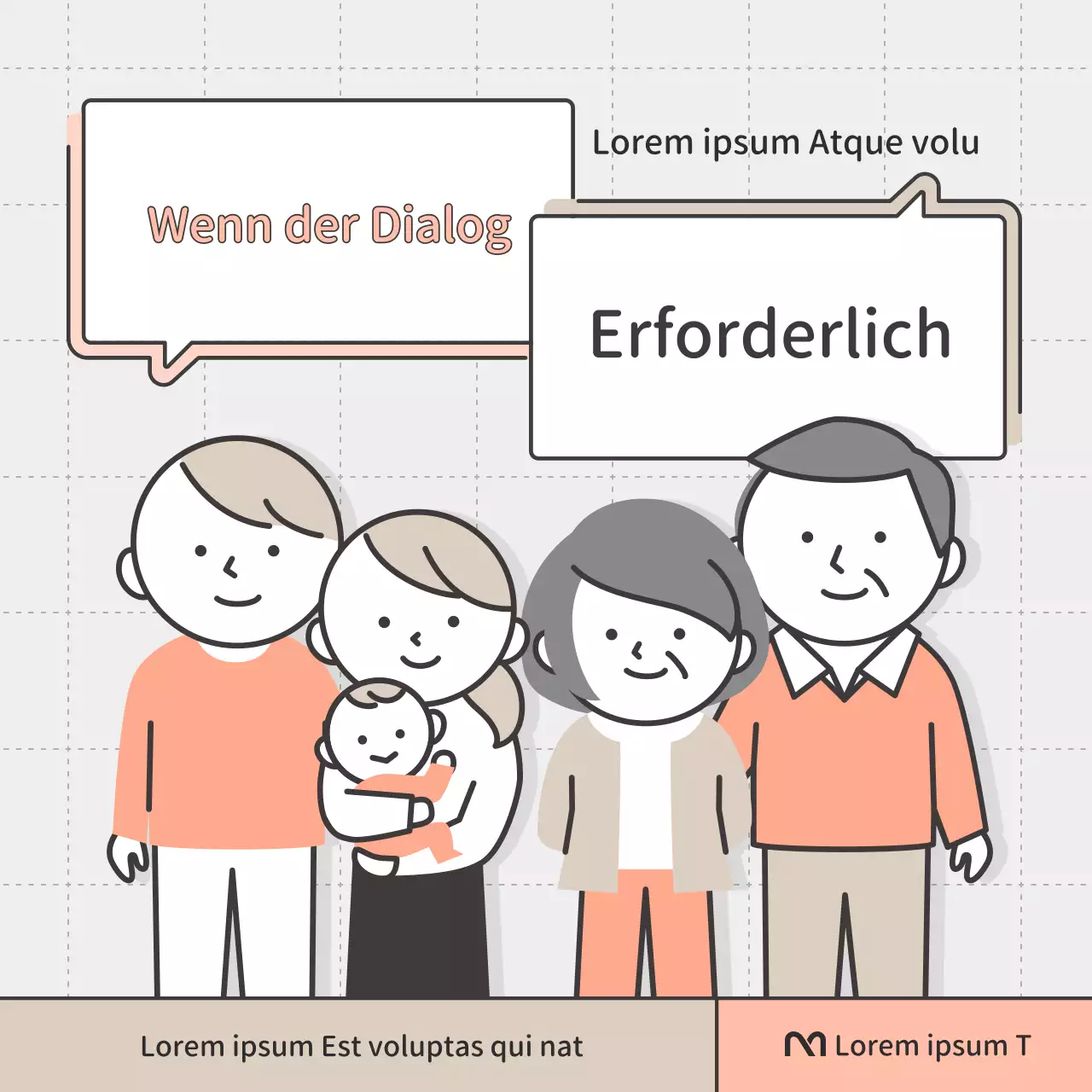 Eine schlichte rosa-beigefarbene Werbebotschaft für die Familienberatung
