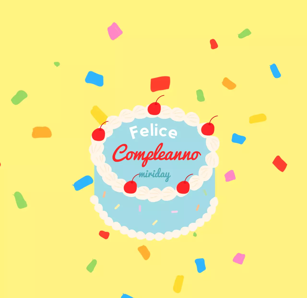 Lettering per un concetto di torta di compleanno colorata