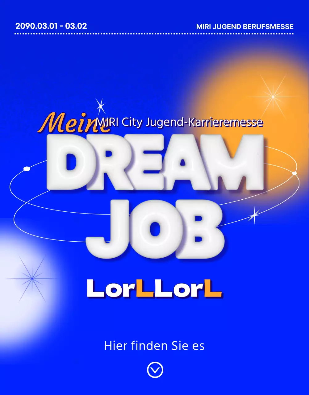 Förderung einer blau-orangefarbenen, von der Science-Fiction inspirierten Berufsmesse