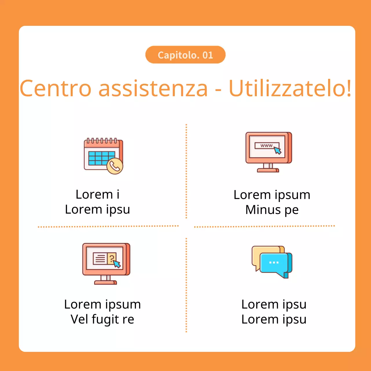 Promuovere annunci di servizio al cliente di colore arancione e grigio