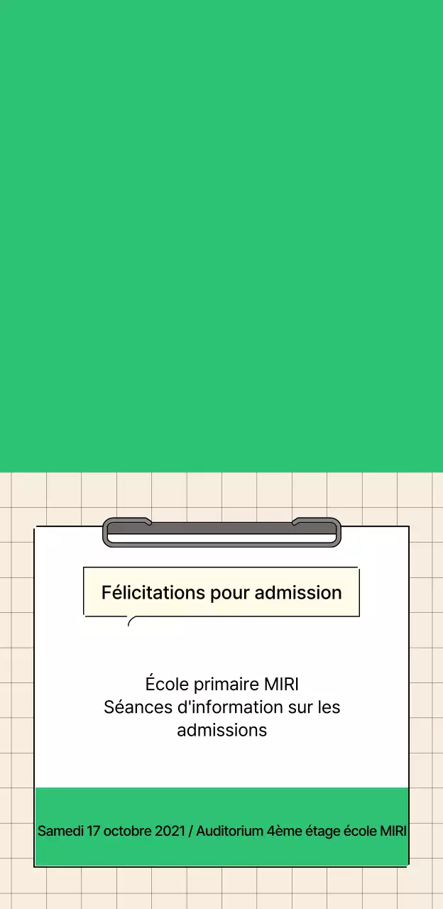 Conception d'un salon d'admission avec un concept de tableau de notes