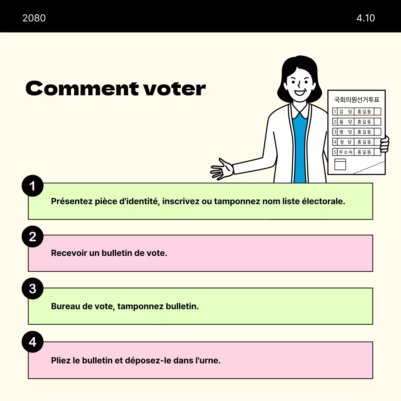Un guide de vote beige et minimaliste pour les élections parlementaires