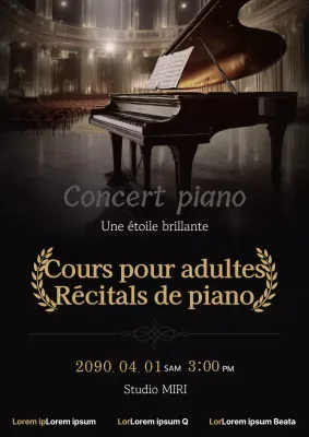 Une luxueuse invitation à un récital de piano en noir