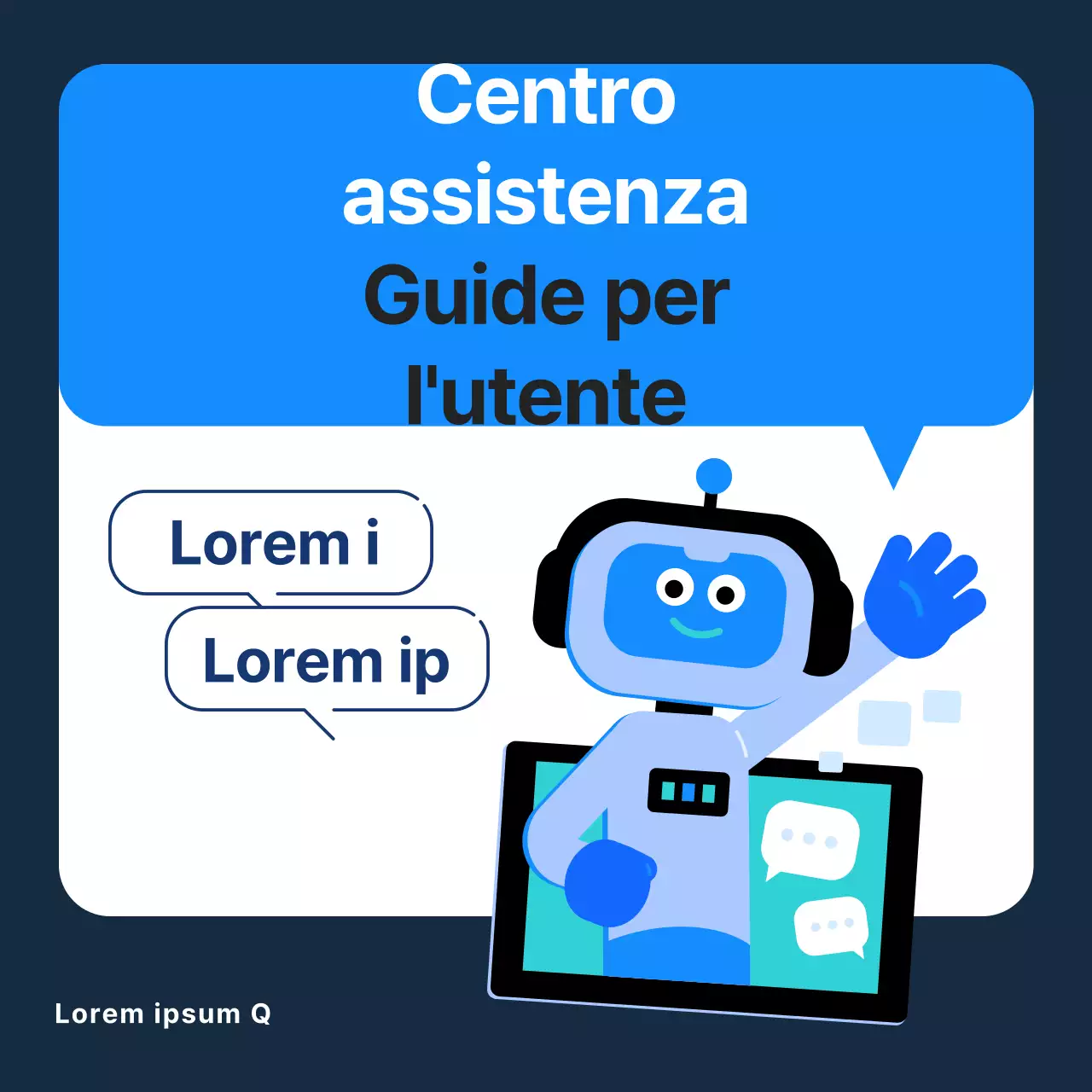 Guida all'utilizzo di un help desk semplice, blu e marino