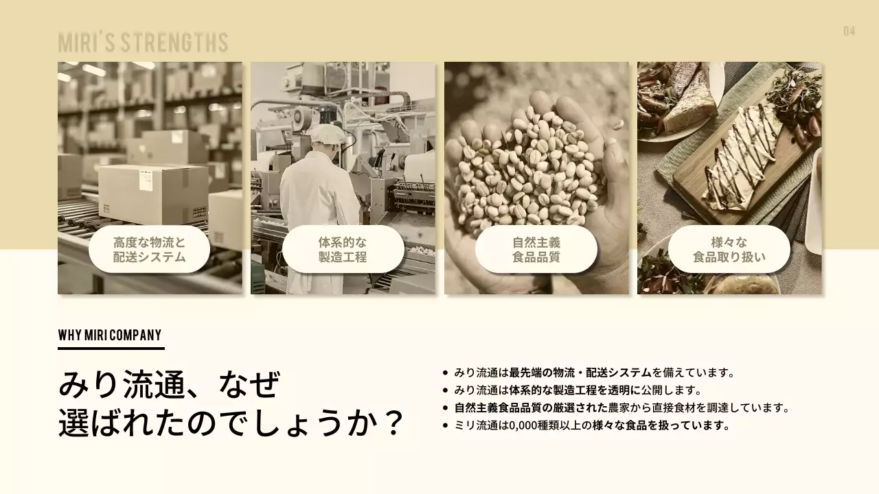 ベージュ モダン 食品 提案書 プレゼンテーション