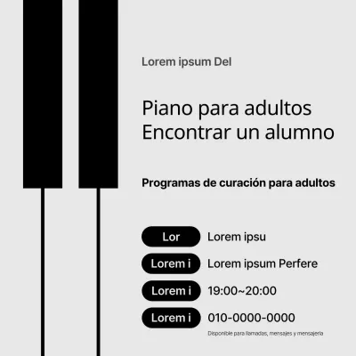 Una moderna escuela de piano con fondo gris para fomentar la captación de alumnos