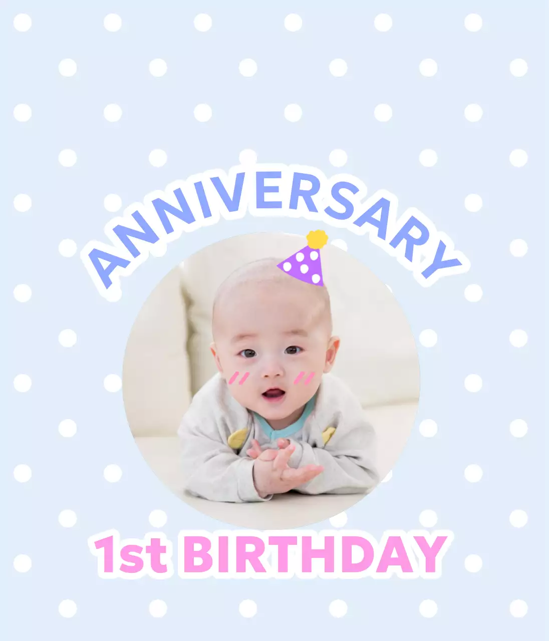 Perayaan baby shower yang lucu dengan foto-foto bayi dan teks penuh warna