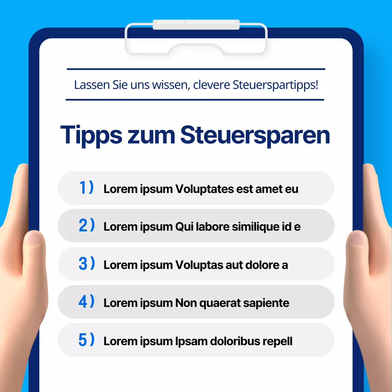 Einfache Steuerplaninformationen in blau und gelb