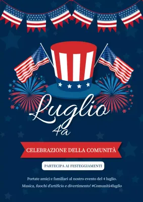 Pubblicità classica blu e rossa per la celebrazione del 4 luglio
