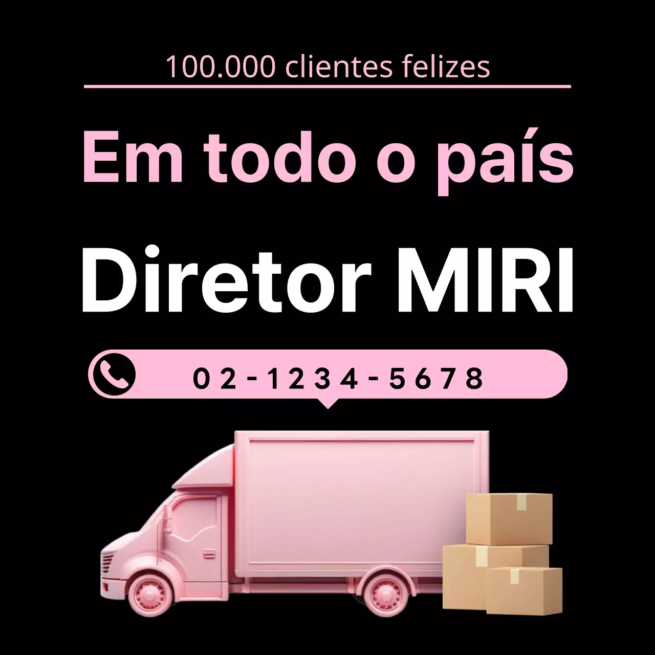 Anúncios de empresas de mudanças com detalhes em cor-de-rosa