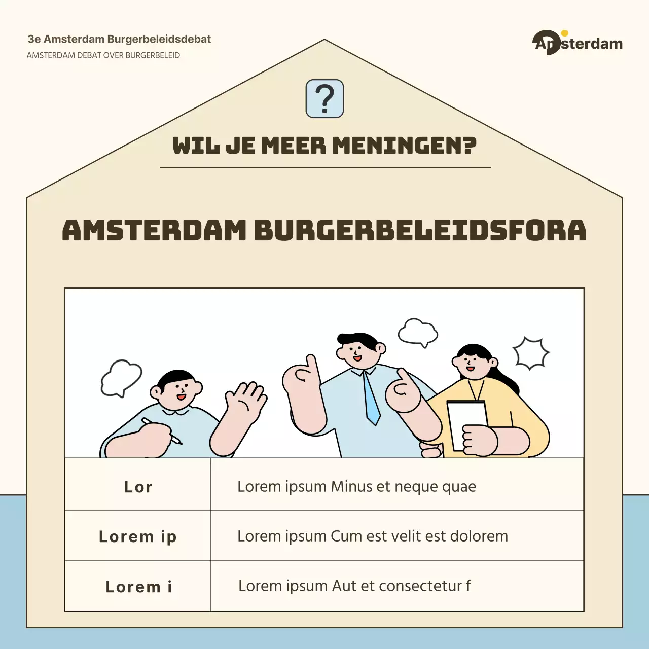 Een eenvoudige burgerdiscussiegids in ivoor en lichtblauw